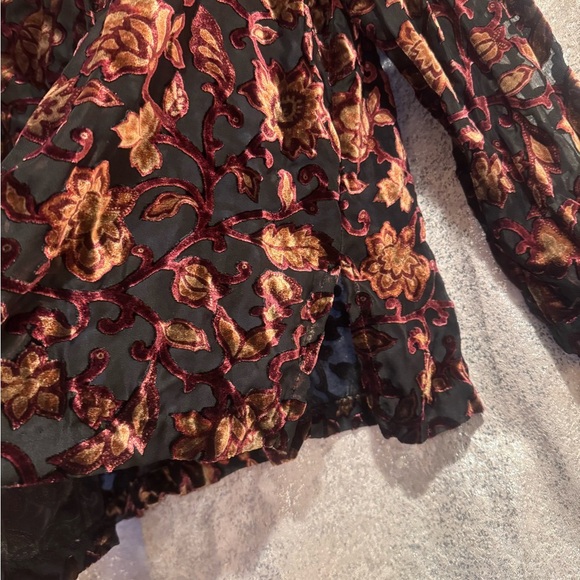 Floral Velvet Button-Up Blouse - Picture 3 of 5